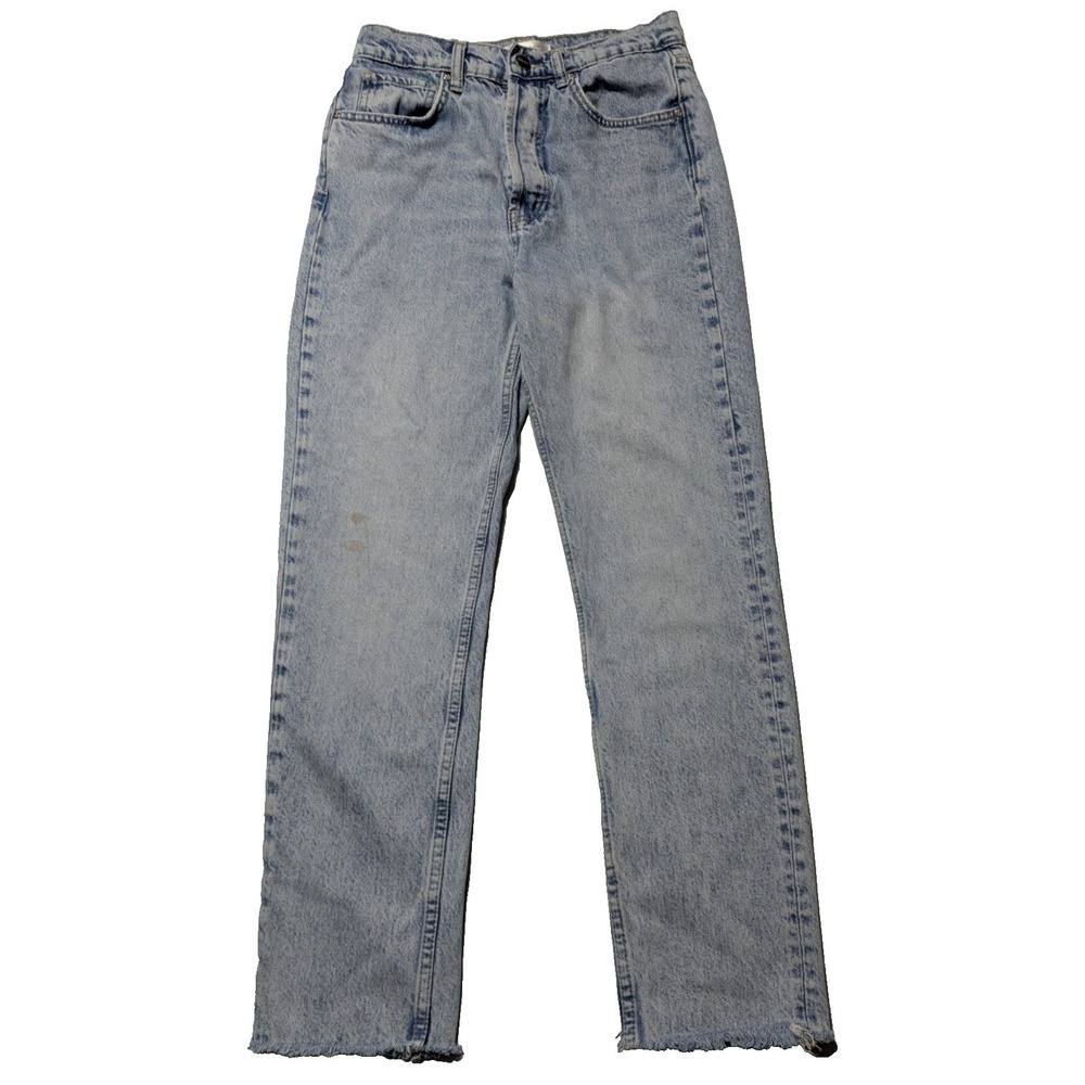 ANNE BING Women 27 Button-Fly Ankle‎ Fray Denim Blue Jeans